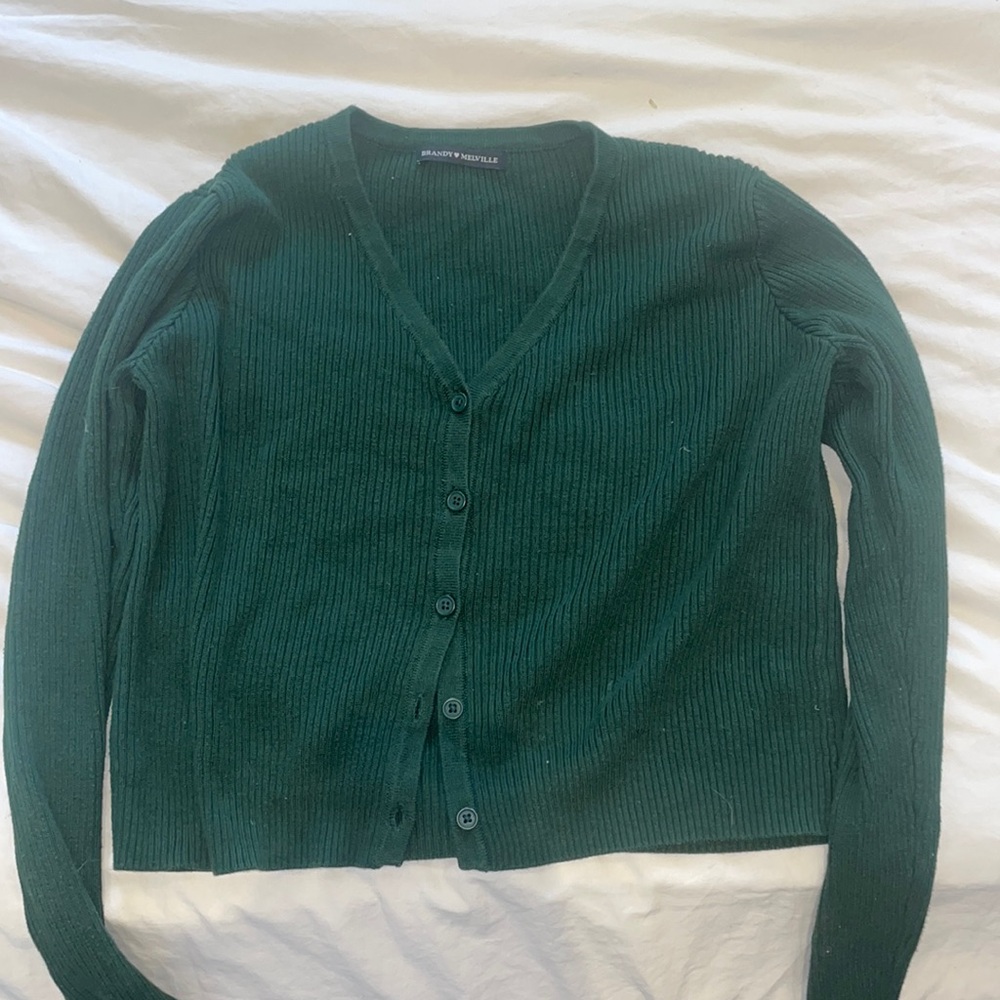 Brandy Melville dark green cardigan button up sweater